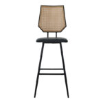 Bar stool Camilla pe rattan natural-pu black-metal black 47.5x58x117cm - Слика 4