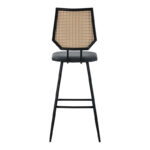 Bar stool Camilla pe rattan natural-pu black-metal black 47.5x58x117cm - Слика 5