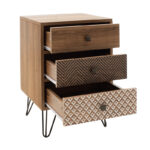 Nightstand Boho  with 3 drawers in walnut color 40x40x59cm - Image 3