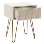 Nightstand Isla in white painting-golden color 42x35x55cm - Слика 2