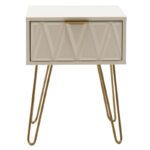 Nightstand Isla in white painting-golden color 42x35x55cm - Слика 3