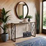 Console Ivy in walnut - black color 120x35x75cm - Image 2