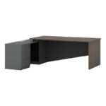 Work desk professional left corner Denith charcoal-walnut 220x180x75cm