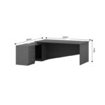Work desk professional right corner Denith charcoal-walnut 220x180x75cm - Слика 5