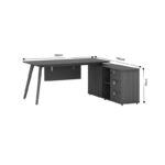 Work reversible desk professional Denith charcoal-walnut 160x140x75cm - Слика 5
