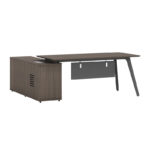 Work reversible desk professional Denith charcoal-walnut 180x160x75cm - Image 2
