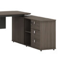 Work reversible desk professional Denith charcoal-walnut 180x160x75cm - Image 4