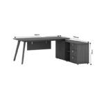 Work reversible desk professional Denith charcoal-walnut 180x160x75cm - Image 5