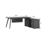 Work reversible desk professional Denith charcoal-walnut 200x160x75cm - Слика 6