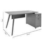 Work professional desk Denith charcoal-walnut 160x75x75cm - Слика 6