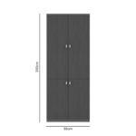 Office bookcase professional Denith dark grey-walnut 80x40x200cm - Слика 5