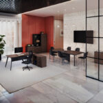 Low cabinet  professional Denith dark grey-walnut 80x40x80cm - Слика 2