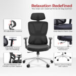 Office manager chair Aish fabric mesh black 64x66x130cm - Image 2