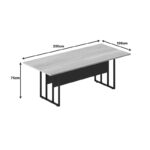 Conference table Lotus metal-wood in oak-dark grey color 200x100x75cm - Image 3