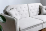 3 seater sofa-bed PWF-0179  fabric in cream color 202x82x83cm - Слика 4