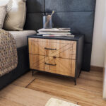 Nightstand PWF-0279 with 2 drawers in dark grey - pine colour 50x40x55cm - Слика 2
