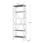 Bookcase PWF-0321 in pine color with black metal frame 50x30x180cm - Image 3