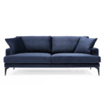 3-seater sofa Fortune velvet navy blue-black 205x88x90cm - Слика 3