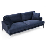 3-seater sofa Fortune velvet navy blue-black 205x88x90cm - Слика 4
