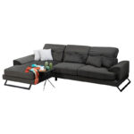 Аголна гарнитура PWF-0503 десен аголен кадифен антрацит-црн 308x190x100/92 см