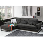 Corner sofa PWF-0503 right corner velvet anthracite-black 308x190x100/92cm - Image 4