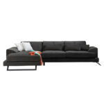 Corner sofa PWF-0503 right corner velvet anthracite-black 308x190x100/92cm - Image 5