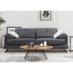 Sofa 3-seater PWF-0508 fabric anthracite-black 225x79x92cm - Image 2