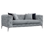 2-seater sofa PWF-0502 gray-chrome velvet 197x90x73cm