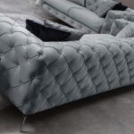 2-seater sofa PWF-0502 gray-chrome velvet 197x90x73cm - Image 3