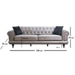 3-seater sofa PWF-0522 fabric gray-black 230x95x78cm - Слика 6