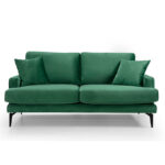 Двосед софа Fortune velvet зелено-црна 175x90x88 см