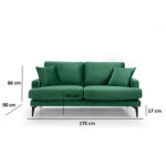 2-seater sofa Fortune velvet green-black 175x90x88cm - Слика 4