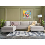 Versatile corner sofa-bed PWF-0536 cream fabric 300x202x78cm - Слика 3