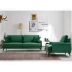 3-seater sofa Fortune velvet green-black 205x90x88cm - Слика 3