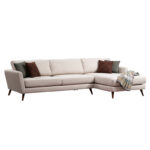 Corner sofa-bed PWF-0526 left corner fabric beige-walnut 303x168x85cm