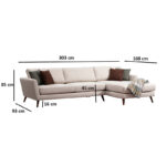 Corner sofa-bed PWF-0526 left corner fabric beige-walnut 303x168x85cm - Image 3