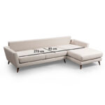 Corner sofa-bed PWF-0526 left corner fabric beige-walnut 303x168x85cm - Image 4