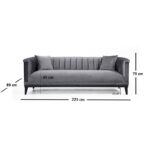 3-seater sofa PWF-0541 anthracite velvet 255x89x79cm - Слика 4