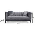 2 seater sofa PWF-0541 anthracite velvet 190x89x79cm - Слика 4