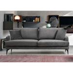 3-seater sofa Fortune velvet anthracite-black 205x90x88cm - Слика 2