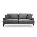 3-seater sofa Fortune velvet anthracite-black 205x90x88cm