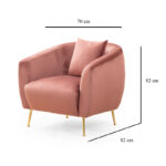 Armchair PWF-0574 fabric pink 70x82x82cm - Слика 5