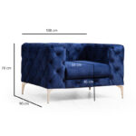 Armchair PPWF-0579 fabric blue 108x90x70cm - Слика 4