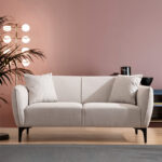 2 seater sofa PWF-0565 fabric off white 160x95x67cm - Image 2