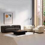 Armchair Tranquil fabric boucle cream 90x90x74cm - Image 2