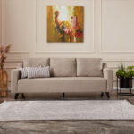 3 seater sofa-bed PWF-0592 fabric cream 230x90x74cm - Image 2
