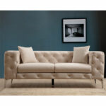 2 seater Chesterfield type sofa PWF-0579 fabric ecru 197x90x73cm - Слика 2