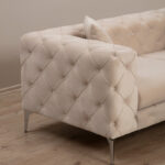 2 seater Chesterfield type sofa PWF-0579 fabric ecru 197x90x73cm - Слика 4