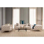 2 seater Chesterfield type sofa PWF-0579 fabric ecru 197x90x73cm - Слика 5