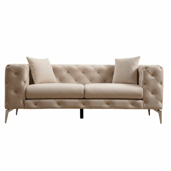 2 seater Chesterfield type sofa PWF-0579 fabric ecru 197x90x73cm
